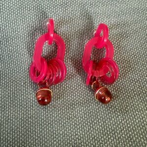 J.Crew Acrylic Lightweight Pink and Burgundy Statement Earrings